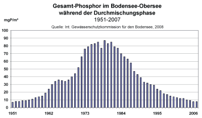 Phosphor-Gehalt im Bodensee 1951-2007
