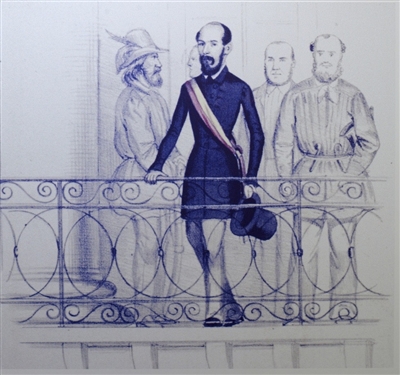 Lorenz Brentano auf dem Balkon des Karlsruher Rathauses