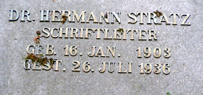 Grabplatte von Hermann Stratz auf dem Alten Friedhof