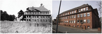 Das Walldürner Schulhaus damals und jetzt.