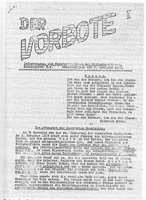 Titelseite der 2. Ausgabe des „Vorboten“ vom 07.11.1941