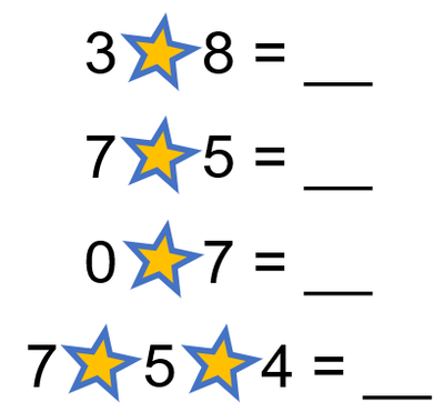 Rechnungen zu Aufgabenteil a) Es sind vier Rechnungen zu Aufgabenteil a) angegeben, die wie die Beispielaufgabe gelöst werden müssen..