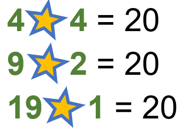 4*4=20, 9*2=20, 19*1=20