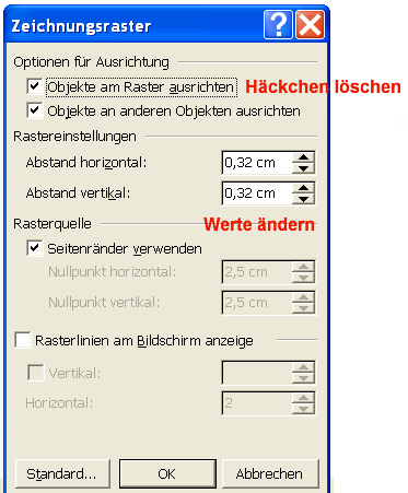 Raster ändern