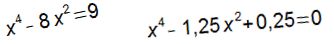 Beispiele für biquadratische Gleichungen