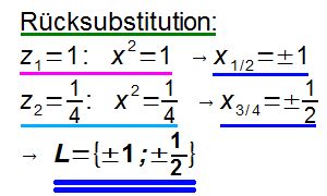 Beispiel 1 Rücksubstitution und Lösung