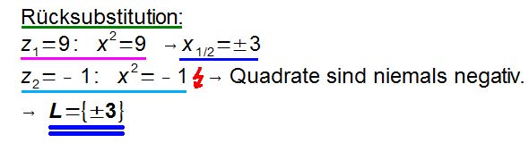 Beispiel 1 Rücksubstitution und Lösung