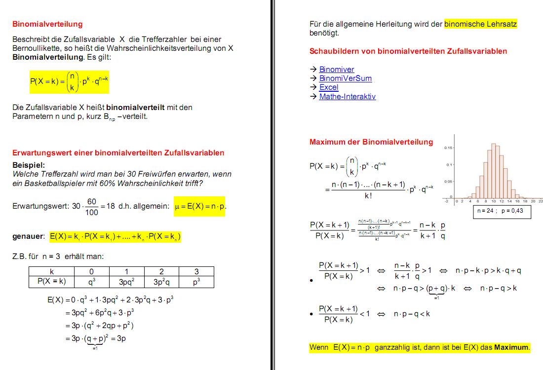 Bernoulli-Ketten und Binomialverteilung ...