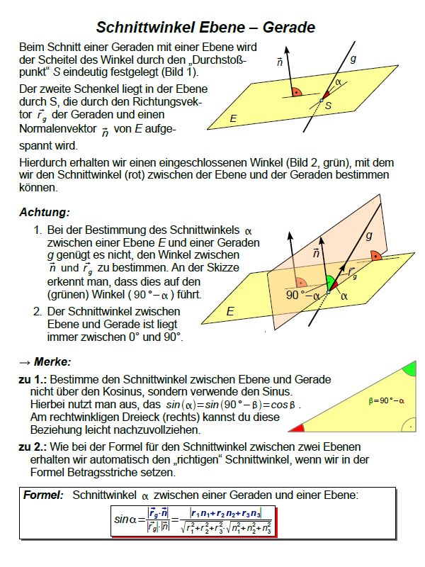 Schnittwinkel bei Ebenen — Landesbildungsserver Baden-Württemberg