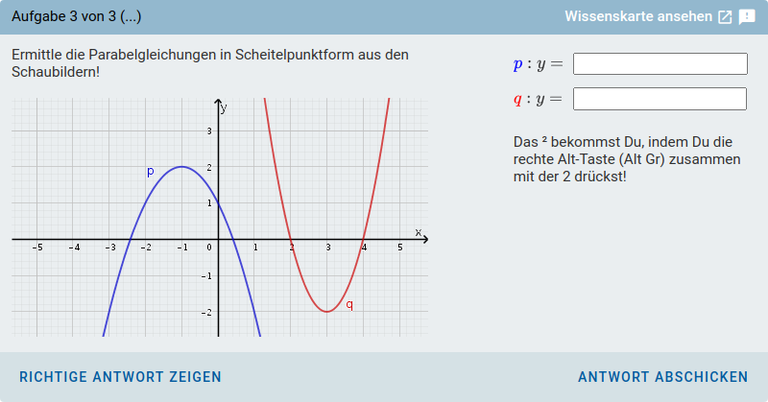 Screenshot Interaktive Aufgaben