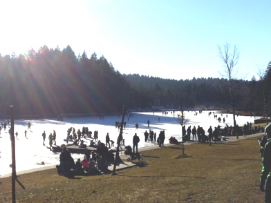 Eislaufen auf einem Waldsee (Lindenberg / Allgäu)