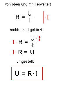 Umformung zur Gleichung für Spannung