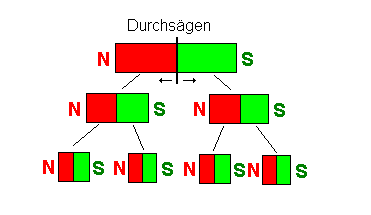 Ein Magnet wird zerteilt