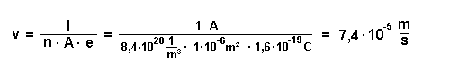 Geschwindigkeit des Elektronen im Kupferdraht
