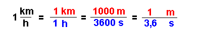 Umrechnung km/h in m/s