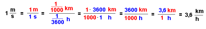 Umrechnung m/s in km/h