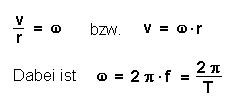 Winkelgeschwindigkeit, Radius und Bahngeschwindigkeit