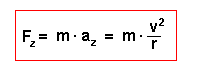 Formel Zentripetalkraft Fz=m*v²/r
