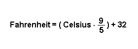 Umrechung Celsius in Fahrenheit