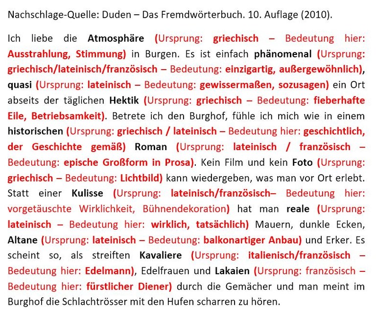 Lösungshinweise Übung 1 (Fremdwörter)