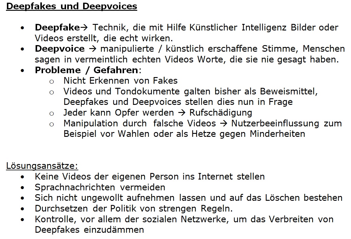 Tafelbild Deepfakes und Deepvoices