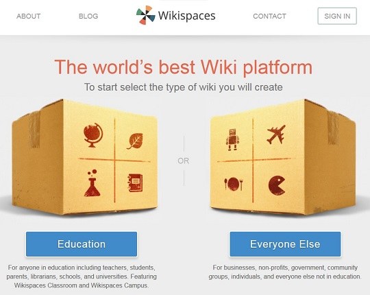 Startseite von wikispaces