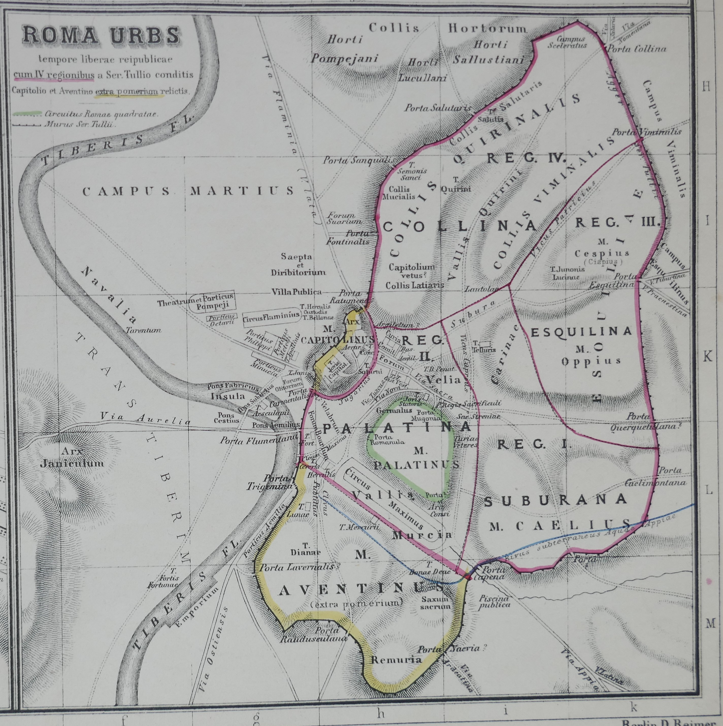 Rom: die Regionen (Atlas antiquus) große Datei