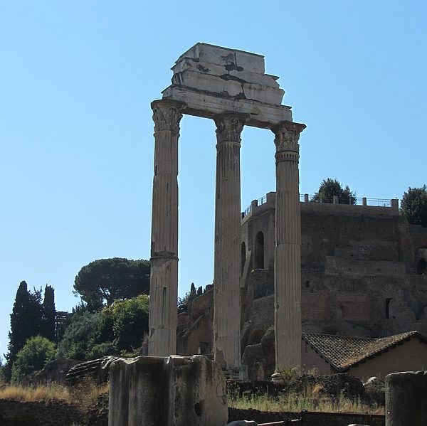 Die Säulen des Tempels des Castor und Pollux