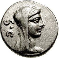 Römischer Denarius, Vorderseite; Bild: Vesta