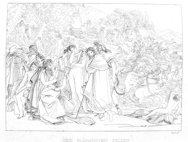 Aeneas betrachtet in der Unterwelt das Elysium.