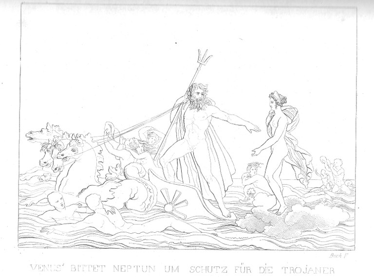Venus bittet Neptun um Schutz für die Troianer - Aeneis, 5. Buch (großes Bild)