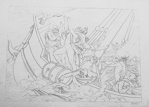 Die Troianer im Seesturm (kleines Bild) - Vergil, Aeenis