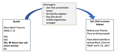 Lerngrafik zum richtigen Zitieren, Zitierregeln